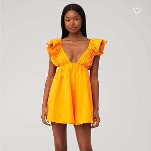 NWOT For Love and Lemons Clementine Dress Orange medium Flutter Sleeve Backless